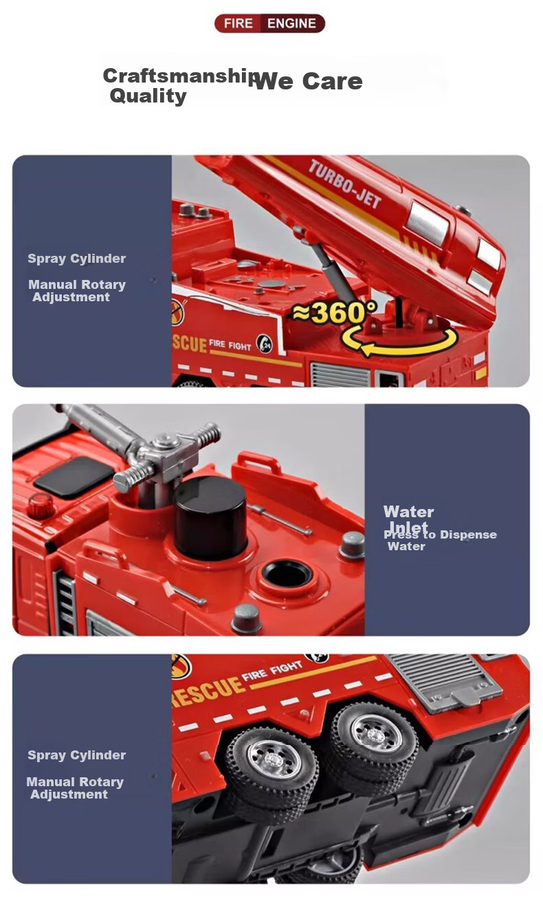 Aiful Alloy Fire Truck Toy for Boys Large Water Spray Firefighting Rescue Vehicle Children's Day Gift 10
