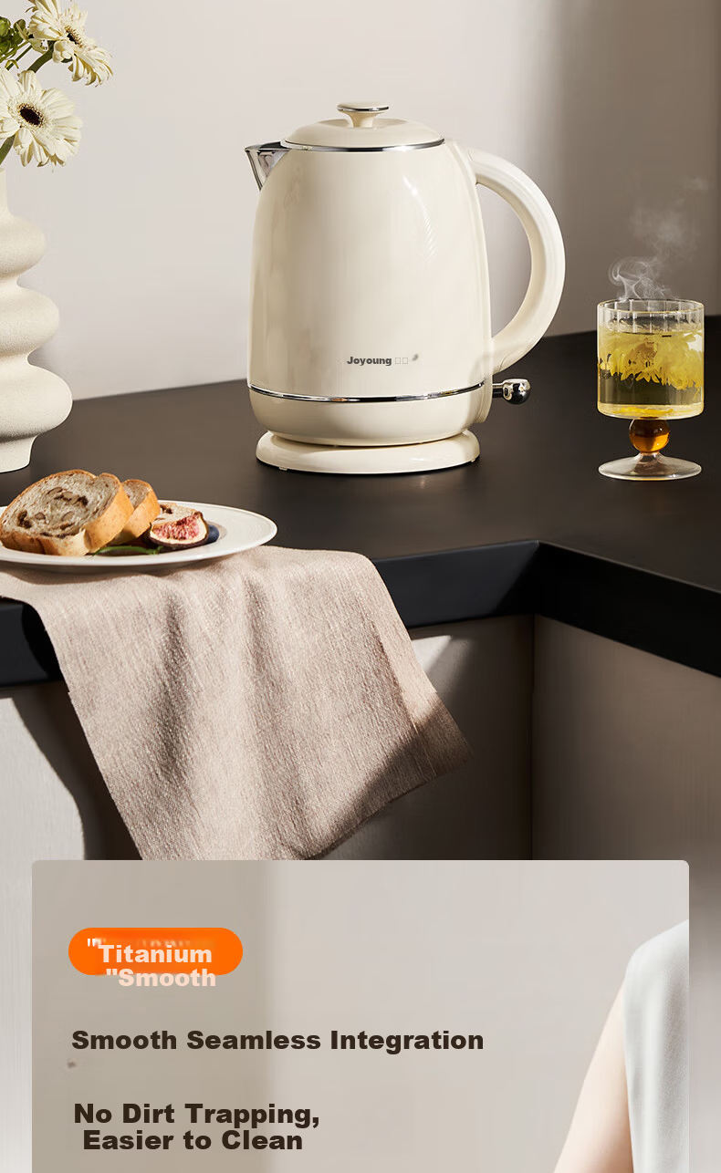 Joyoung Electric Kettle, Water Boiler, 99.9% High-Purity Titanium, Food-Grade 316L Stainless Steel, 1.5L Capacity, K15FD-W801 7