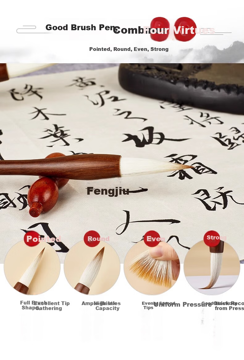 Liupintang Professional-Grade Wolf Hair Calligraphy Brush Set for Large, Medium And Small Sizes, Regular Script, Adult Beginners, Chinese Painting, Calligraphy Practice, Soft Brush [Feihuyaoming 3 Pieces] 6