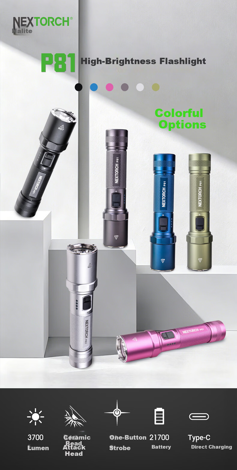 NEXTORCH P81 High Brightness Tactical Duty Flashlight Patrol Strong Light Outdoor Emergency Self-Defense Flashlight 1