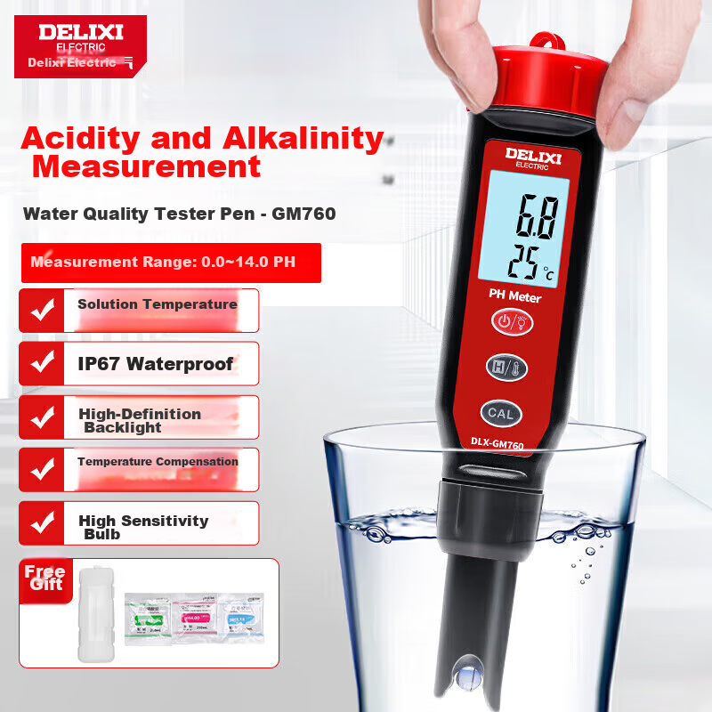 DELIXI ELECTRIC Digital High-Precision pH Meter Industrial pH Tester Household Tap Water pH Pen