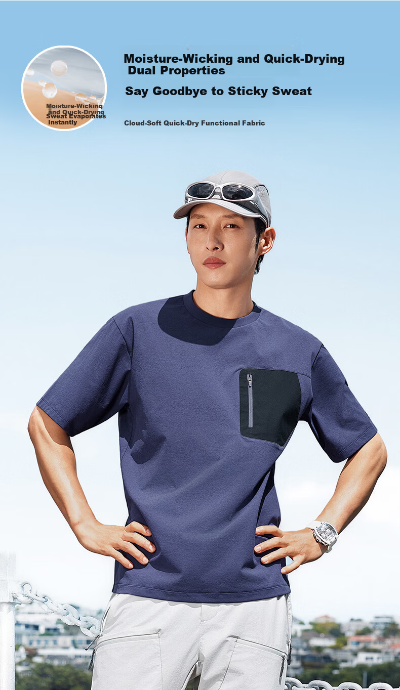 Kolumb Outdoor Quick-Dry Moisture-Wicking Sun-Protective Short Sleeve T-Shirt for Men with Commuter Pocket Energy Purple M(170) 5