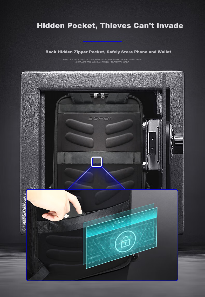 Bopai Men's Business Backpack Travel 16-inch Laptop Bag Trendy Student School Bag Holiday Gift for Husband 3