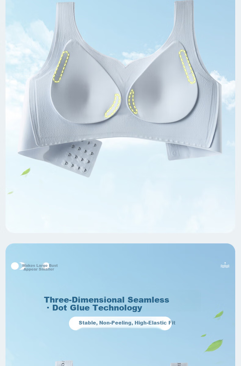 Urban Beauty Large Bust Minimizing Bra for Women, Push-Up, Anti-Sagging, Adjustable, Wireless, Thin, Plus Size, Seamless Underwear 8