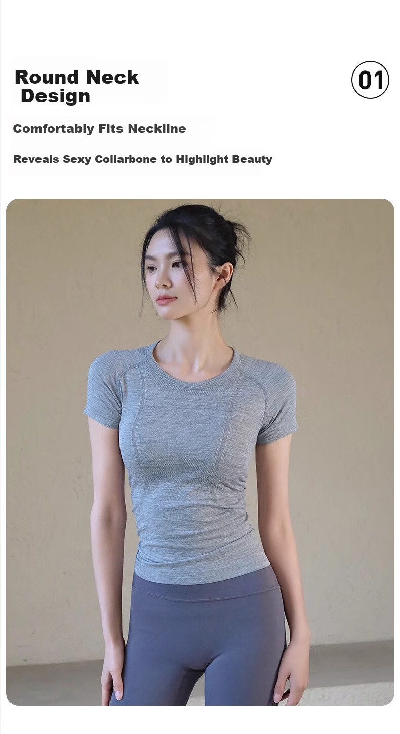 ACKDCS Women's Professional Sports T-Shirt Summer Yoga Short Sleeve Cycling Running Sweat-Absorbing Breathable Pilates Training Fitness Top 2