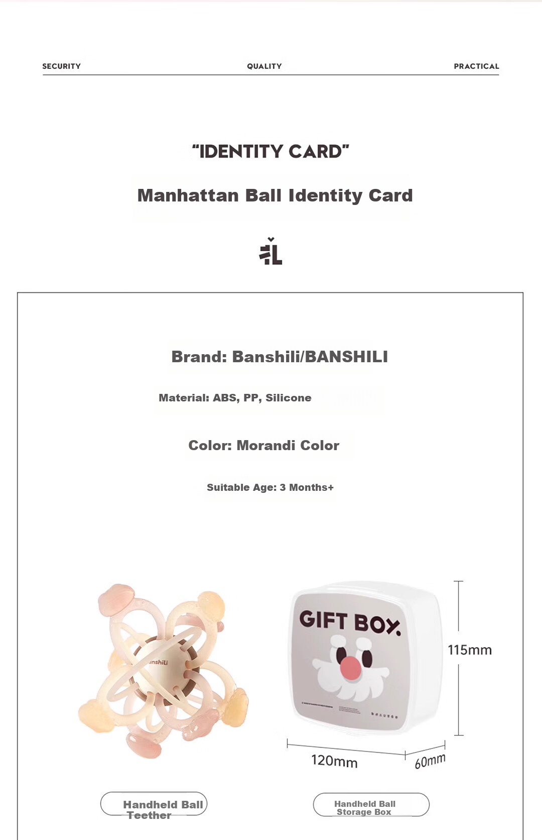 Banshi Li Manhattan Handheld Ball 0-1 Year Oral Stage Infant Teething Soothing Toy Food-Grade Teether Stick 21