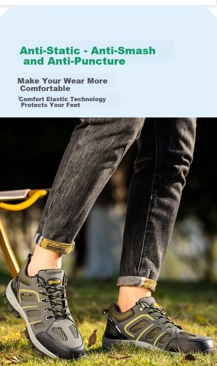 Jingtu Anti-Static Safety Shoes for Men Summer Breathable Steel Toe Cap Puncture-Resistant Work Shoes for Gas Station 857A Size 40 3