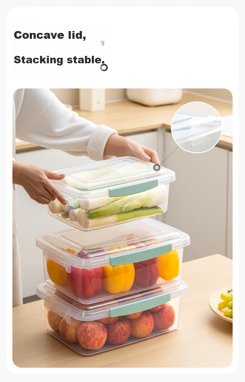 Citylong Refrigerator Storage Box Food Grade Fruit and Vegetable Fresh-Keeping Box Sealed Kimchi Pickle Snack Storage Box 12L 3-Pack 6
