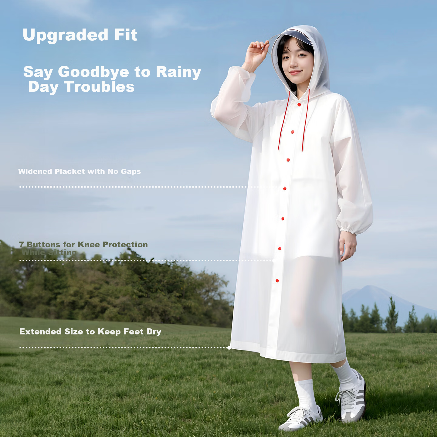 BADIGAO Disposable Long Brim Raincoat Full Body Waterproof Portable Adult Outdoor Mountaineering Concert Rain Poncho