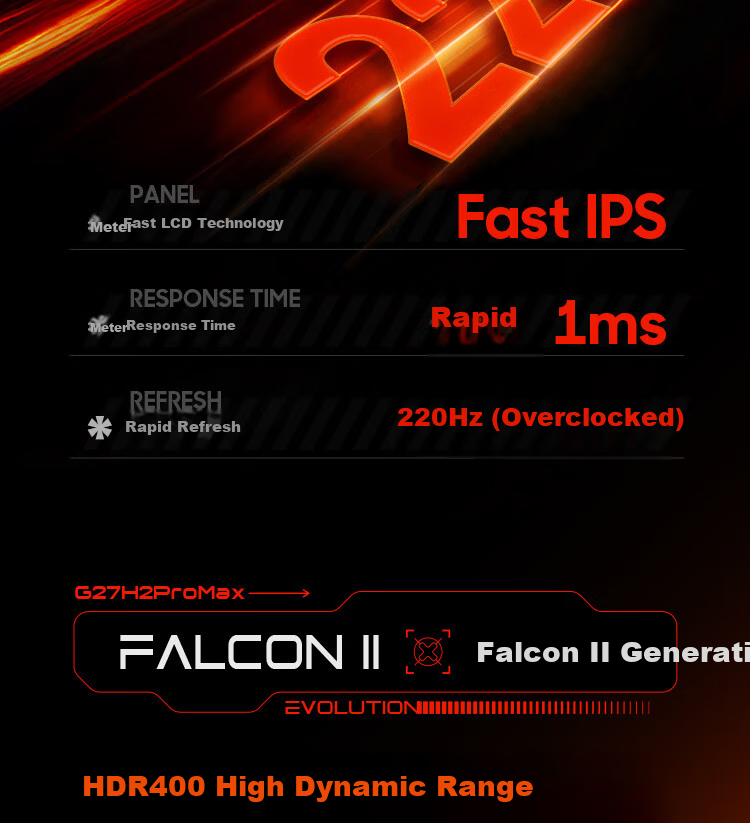 HKC 24.5 Inch 320Hz Fast IPS 1ms Low Blue Light HDR400 Factory Calibrated FPS Gaming Monitor Fengmang K5 7