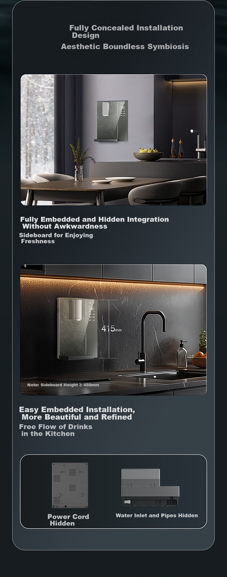 Casarte Wall-Mounted Pipeline Machine Zhijing Golden Steel Core Hot and Cold Household Dining Cabinet Water Dispenser Main Pipeline Stainless Steel 0 Silicone Odorless High Flow 8°C Ice Water Purifier 11