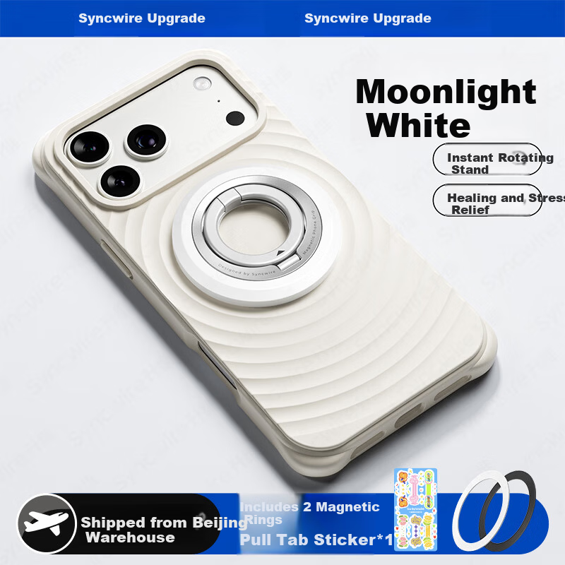 Dimensional Dual-Ring Phone Holder Pro Magnetic Ring Buckle Magsafe 360° Infinite Rotation Stress Relief Portable Adhesive for Apple Huawei Desktop Photography Tool