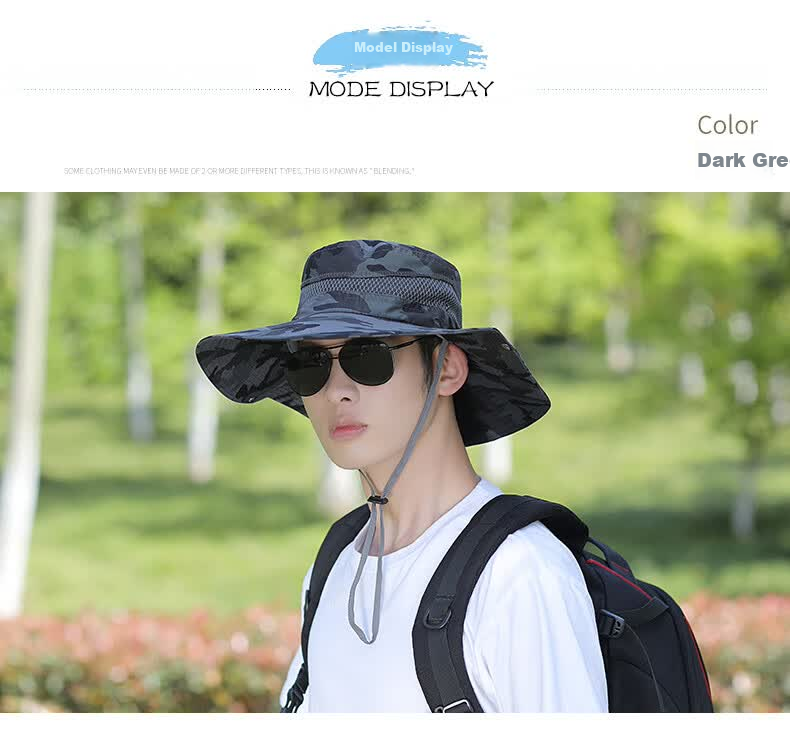 XUEXIMAN Men's Summer Fisherman Hat Fishing Sunshade Wide Brim Outdoor Mountaineering Sun Protection Cap for Men Cycling Travel 9