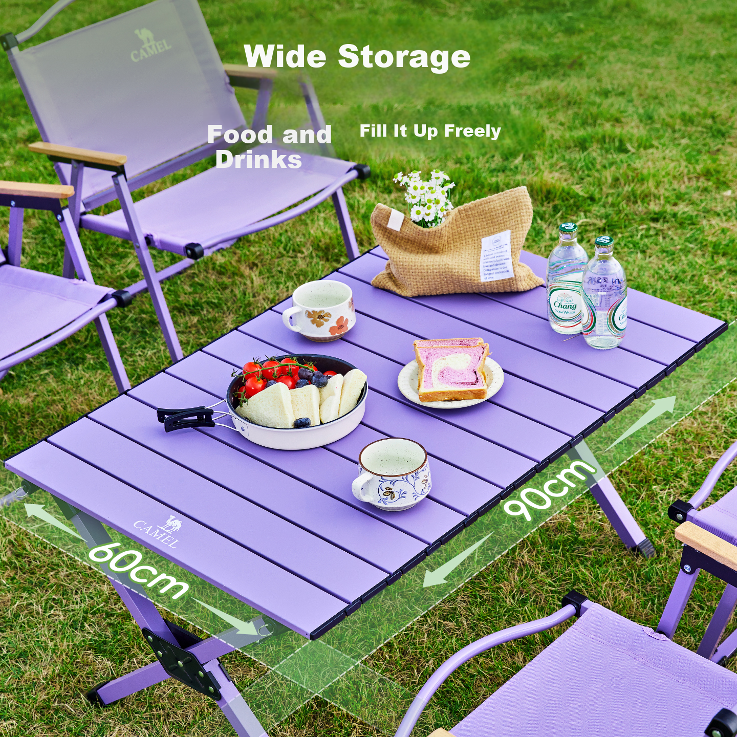 CAMEL Outdoor Egg Roll Table Camping Table and Chair Camping Equipment Picnic Folding Table 0114D Night Purple