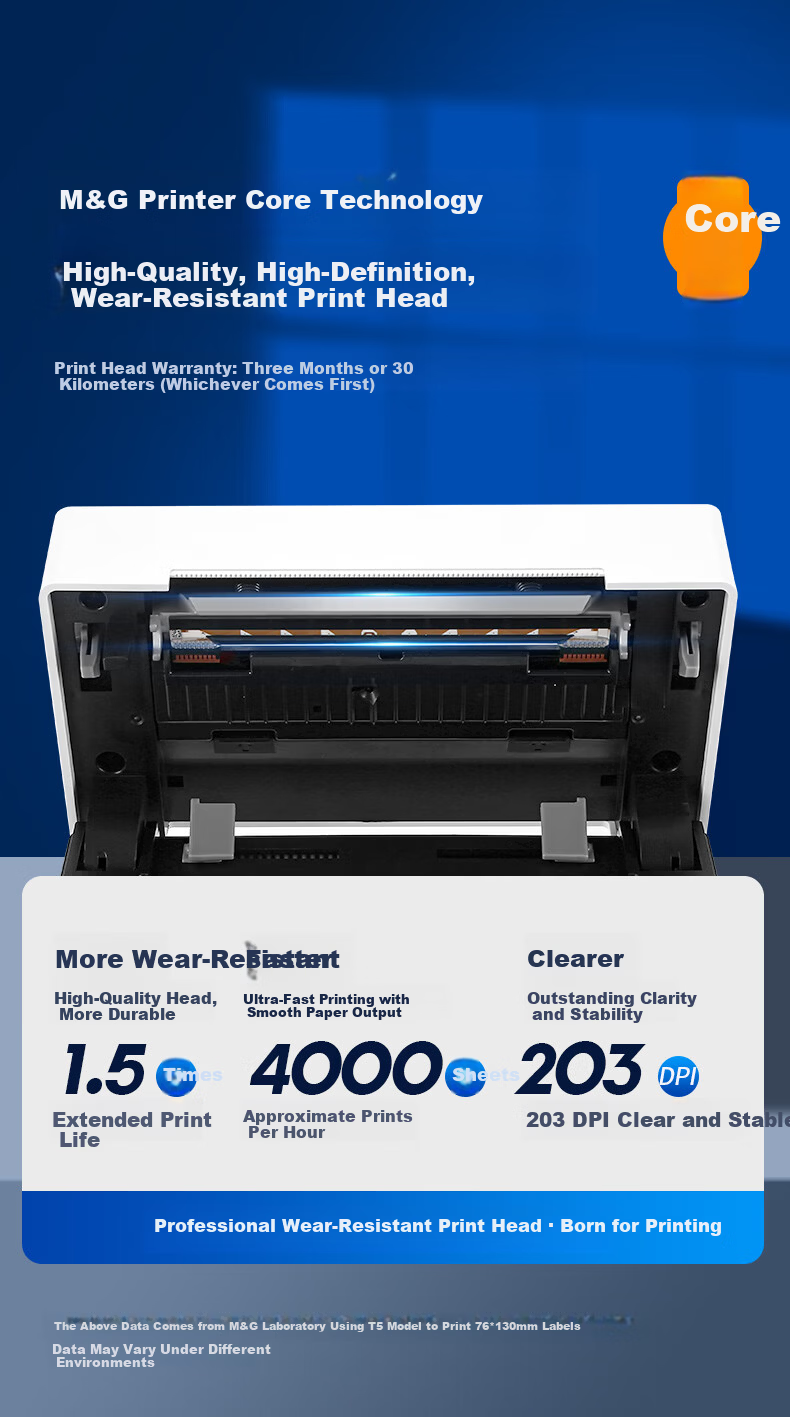 M&G AEQ918T6 Express Printer High-Speed Warehouse Logistics Shipping Label Thermal Barcode Label Printer for E-commerce Commercial Office Mobile Compatible 3