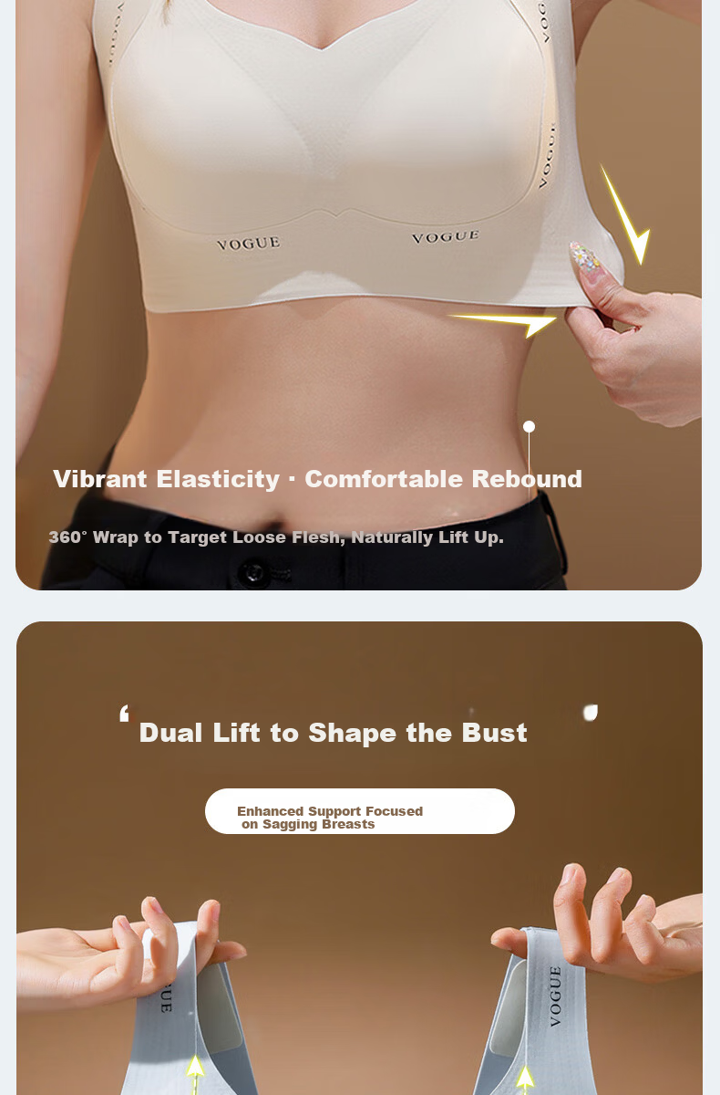 Urban Beauty Large Bust Minimizing Bra for Women, Push-Up, Anti-Sagging, Adjustable, Wireless, Thin, Plus Size, Seamless Underwear 5