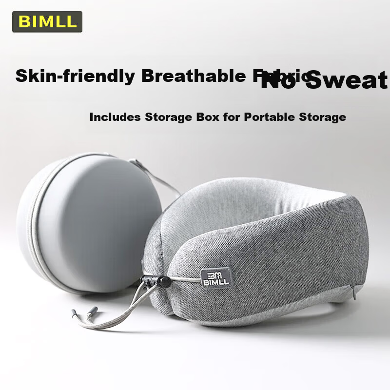 BIMLL U-Shaped Neck Pillow Memory Foam Travel Pillow Portable Neck Support Cushion for Sleeping