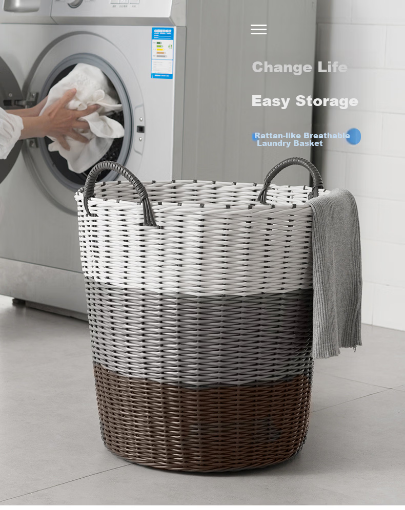 Weijian Large Capacity Foldable Rattan-Like Laundry Hamper, Clothes Storage Basket, 41*30*38cm 1