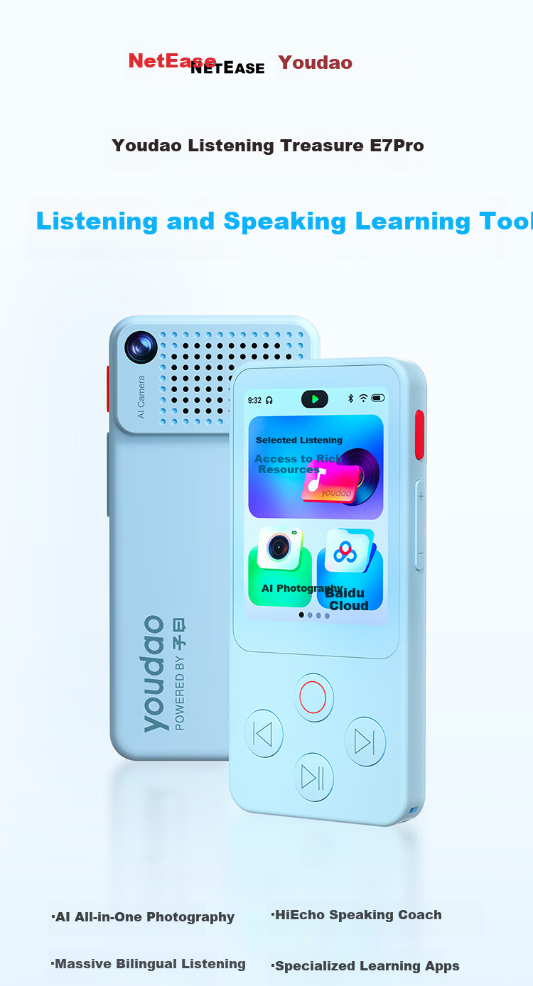 Youdao Listening Treasure E7Pro 64G [AI All-in-One Photo] English Learning Machine Listening and Reading Device Portable Listening Ear Training Study Machine Research Learning Machine Photo Learning M 3