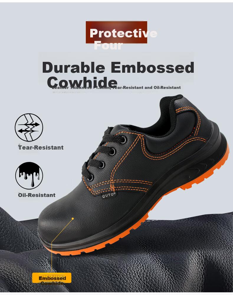 Qutong Labor Protection Insulated Electrician Shoes 10kV Special National Grid Breathable Cowhide Anti-smash Size 43 Black 8
