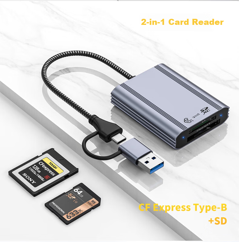 ShiliFan USB 3.2 CFexpress Type B Card Reader 10Gbps for Apple iPhone, Tianshuo, Canon, Nikon Camera Storage Cards 6