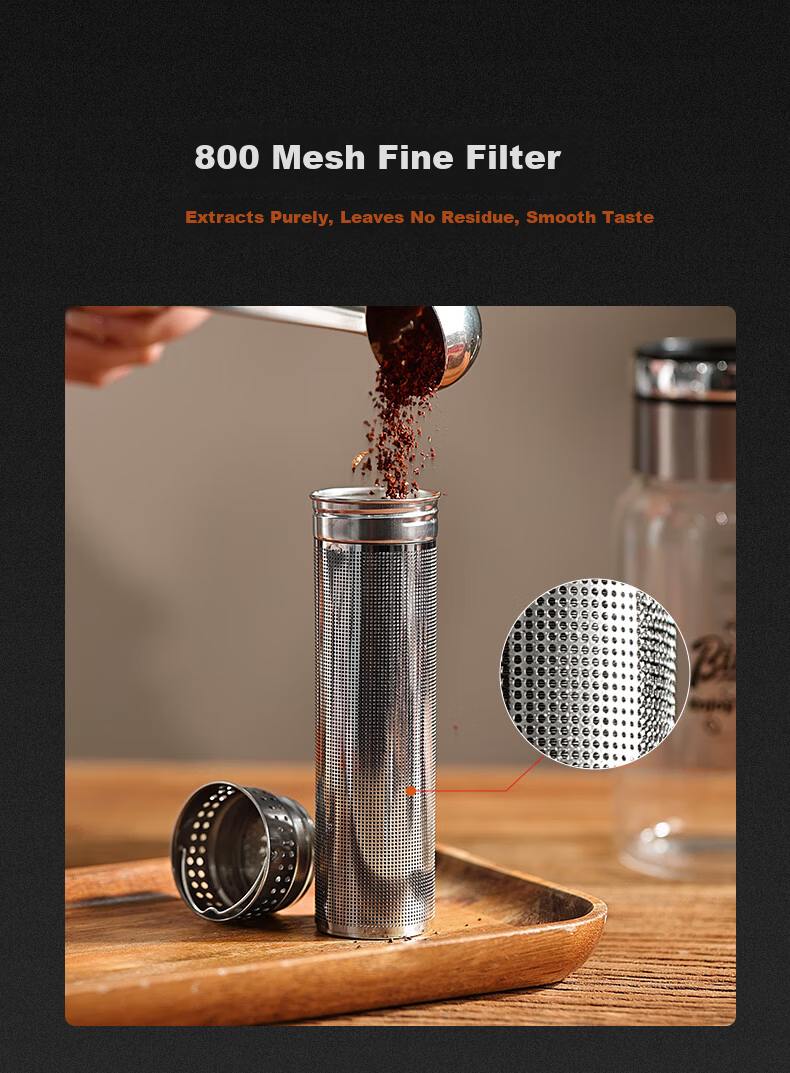 Bincoo Glass Cold Brew Coffee Maker Portable Cold Brew Bottle with Filter for Home Use Iced Americano Cup 4