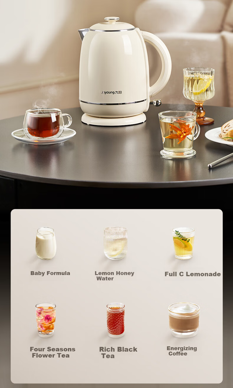 Joyoung Electric Kettle, Water Boiler, 99.9% High-Purity Titanium, Food-Grade 316L Stainless Steel, 1.5L Capacity, K15FD-W801 11