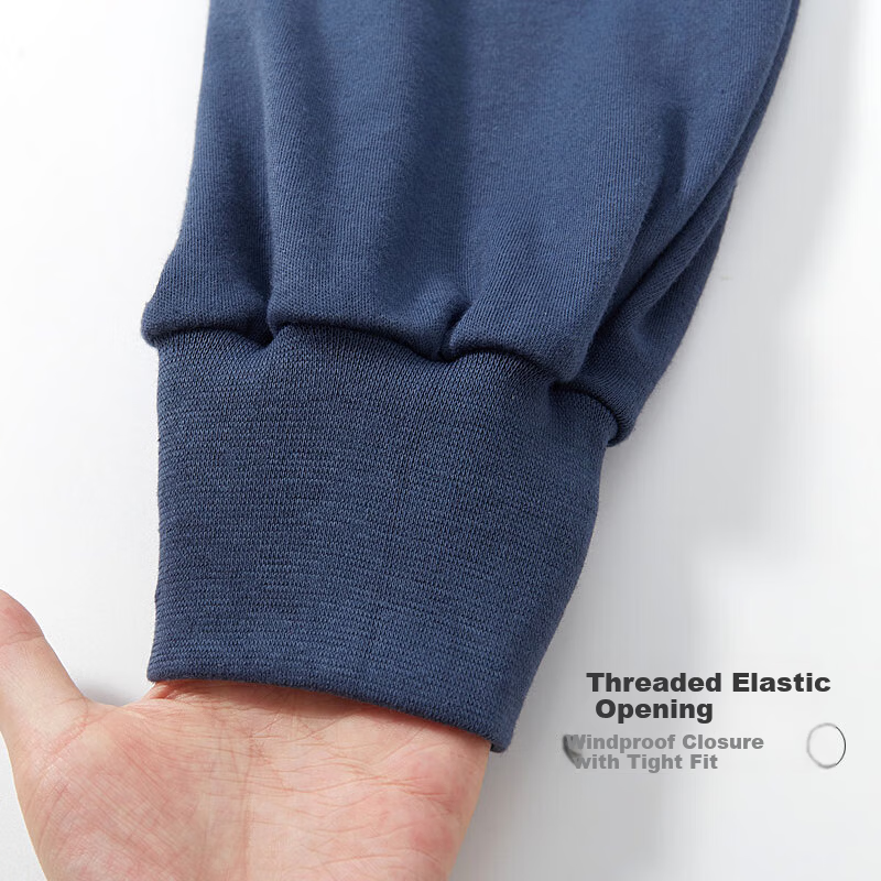 Bejirog Middle-aged and Elderly Men's Autumn Cotton Thermal Underwear Set Base Layer Warm Thin Cotton Sweater Dark Blue Set 2XL