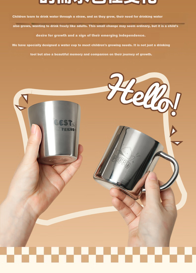 Corn Children's Water Cup 304 Stainless Steel Summer Food Grade Milk Cup Girl Kindergarten 2025 New Baby Lunch Box 2
