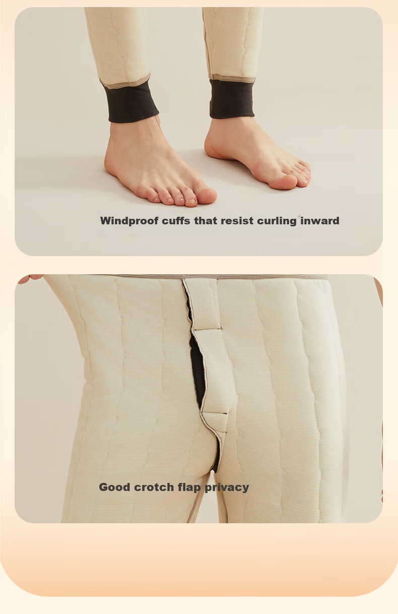 MiiOW [100% Wool Filling] Men's Thermal Underwear, Fleece-Lined Thickened Autumn Pants, Cotton Pants, Long Johns, Cold-Proof Couple's Autumn And Winter Wear 10