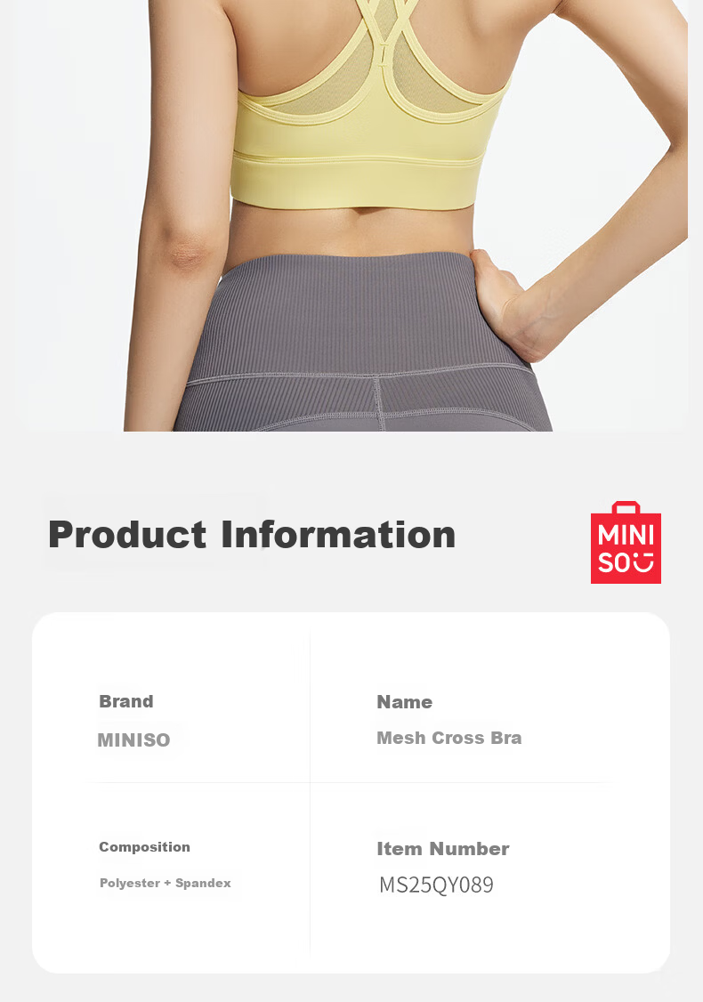 MINISO High-Impact Shockproof Sports Bra Running Anti-Sagging Vest Fitness Yoga Bra 11