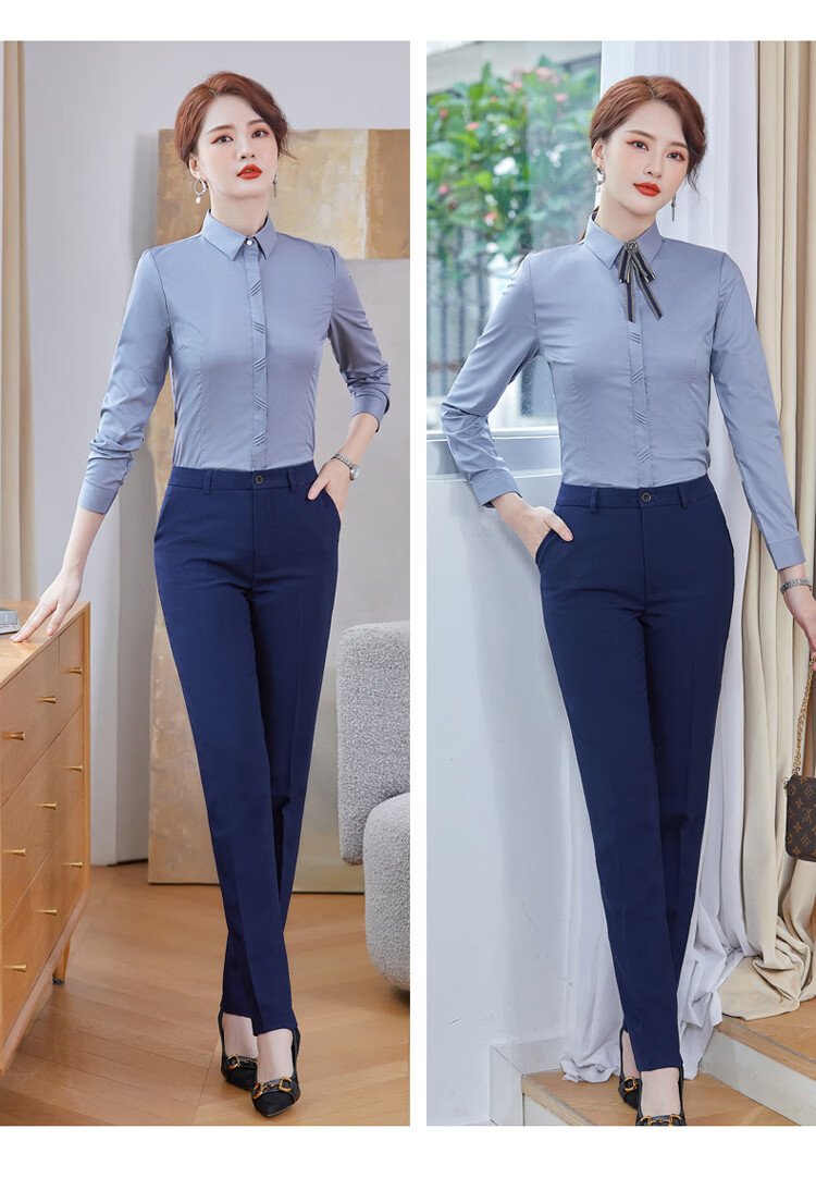 Chaoxu Women's Long Sleeve White Shirt Bamboo Fiber Stretch Slim Fit Breathable Luxury High-End Commuter Versatile Professional Blouse 13