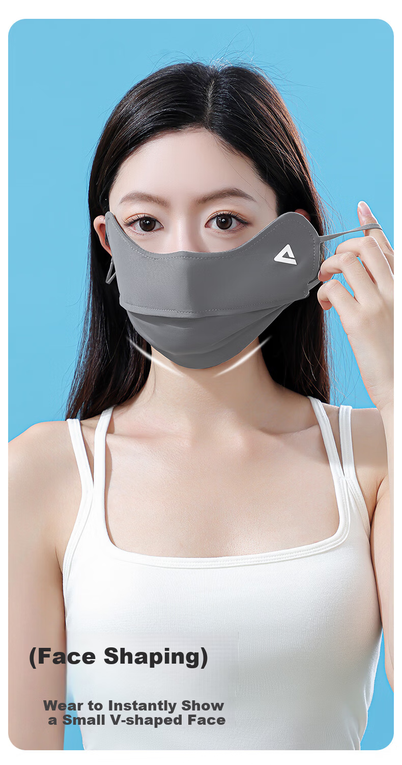 PEAK Sun Protection Mask Unisex Ice Silk UV Shield Lightweight Breathable Eye Protection Stone Gray 6