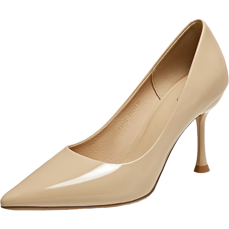 BASTO ăLeading Ladyă25 Autumn Nude High Heels Comfortable Pointed Toe Women's Work Shoes Wedding Shoes Black Size 34
