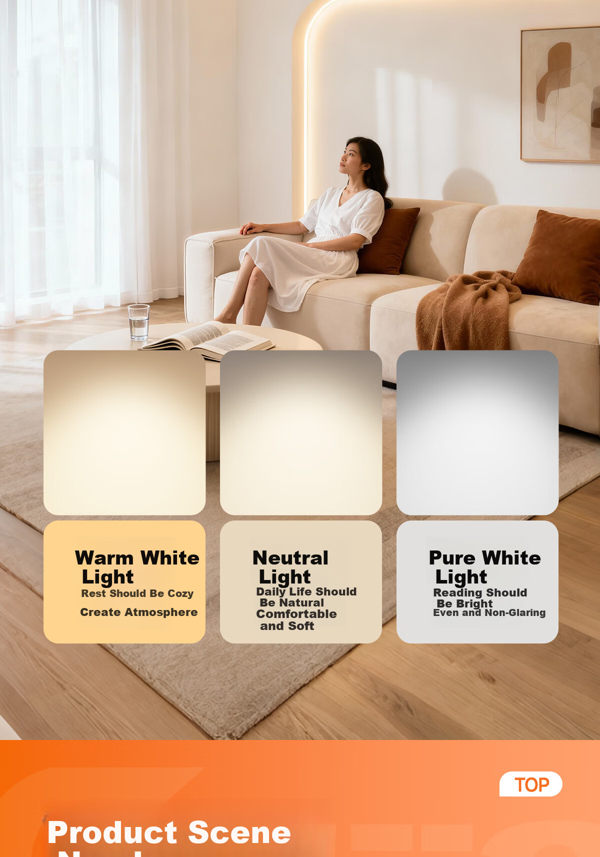 Kuka LED Ceiling Light Cream Style Eye Protection Cree Source Living Room Bedroom 50cm Round - Three Colors [Installation Included] 30