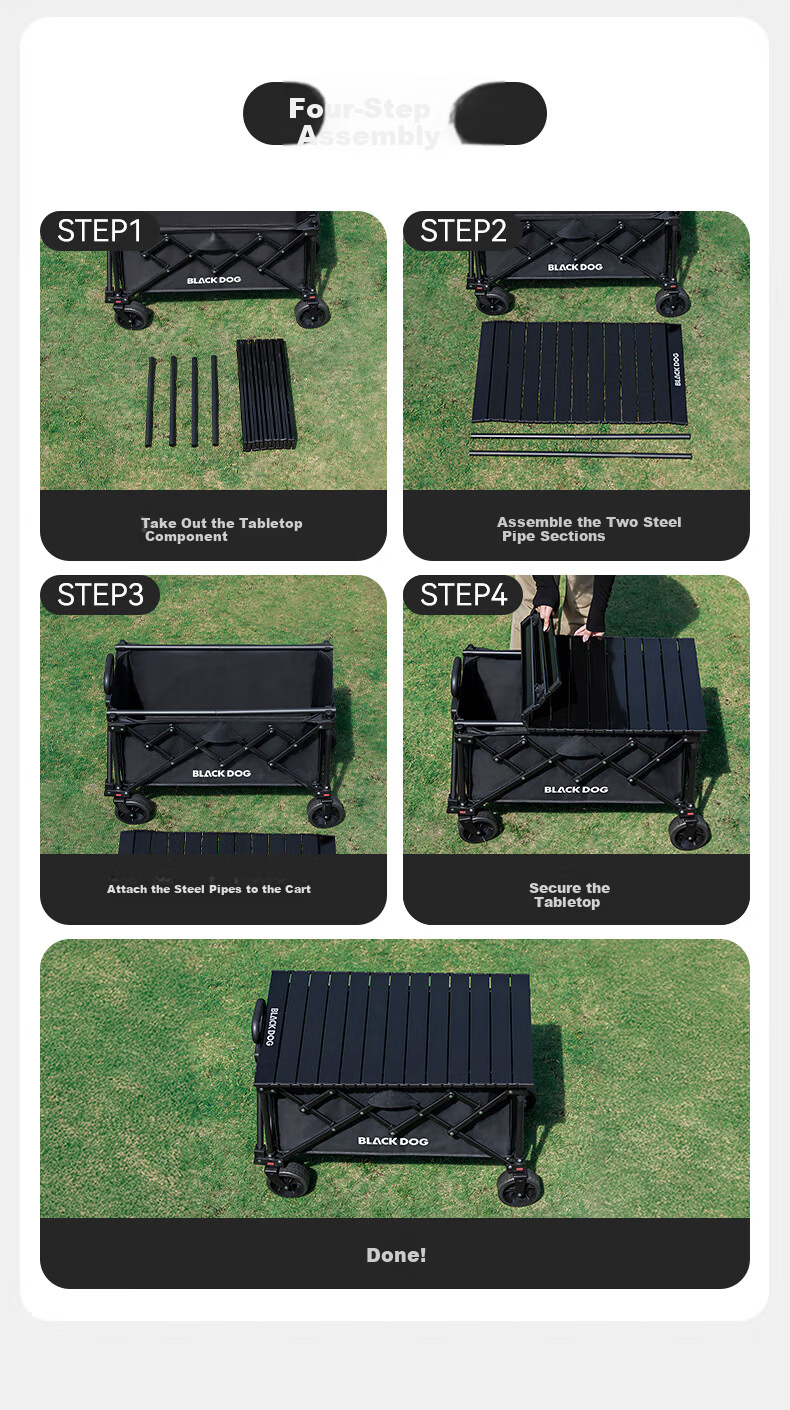 Black Dog Rear Door Camping Trailer Pet Stroller 240kg Load Capacity 15