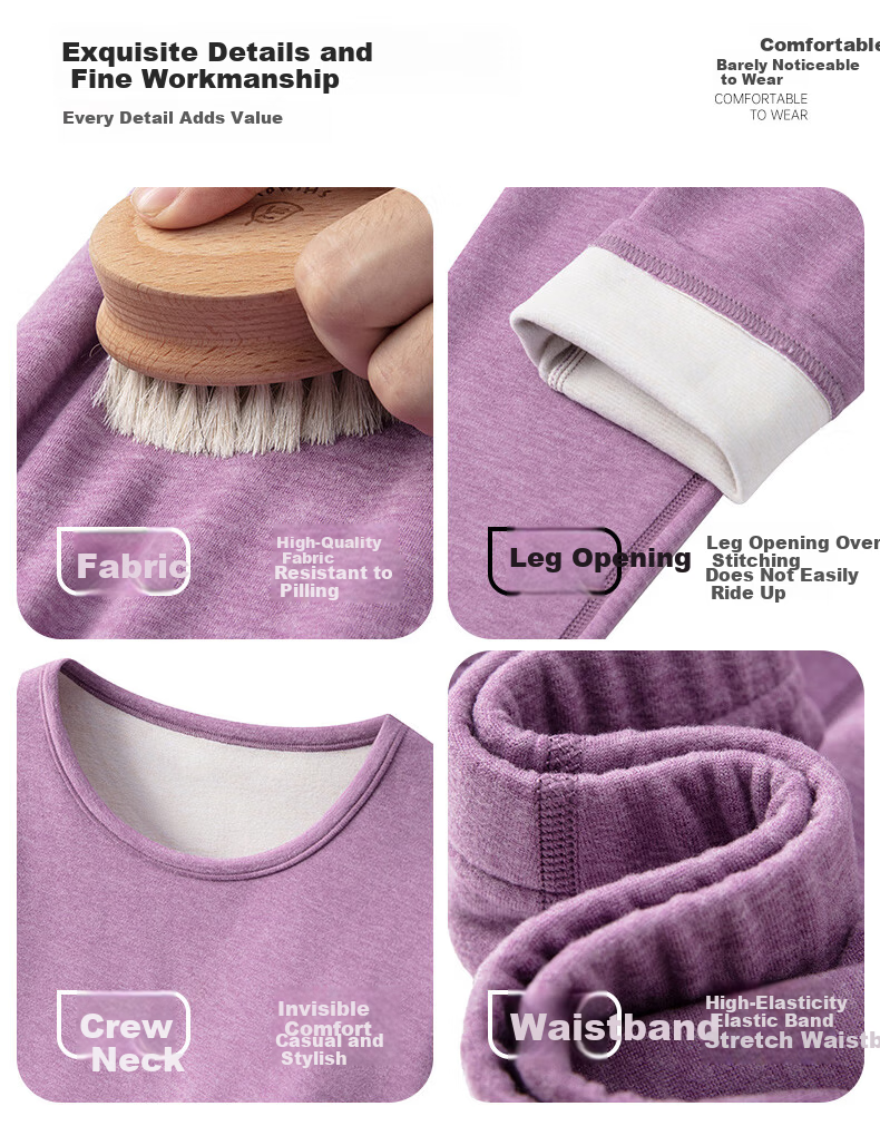 Yiershuang [Thickened Cashmere and Silk] Women's Thermal Underwear Set 7A Antibacterial and Mite-Resistant 6
