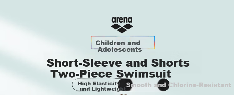Arena Kids Girls Dopamine Short Sleeve Two-Piece Swimsuit UV Protection Quick-Dry High Elasticity Chlorine Resistant Comfortable Fit 1