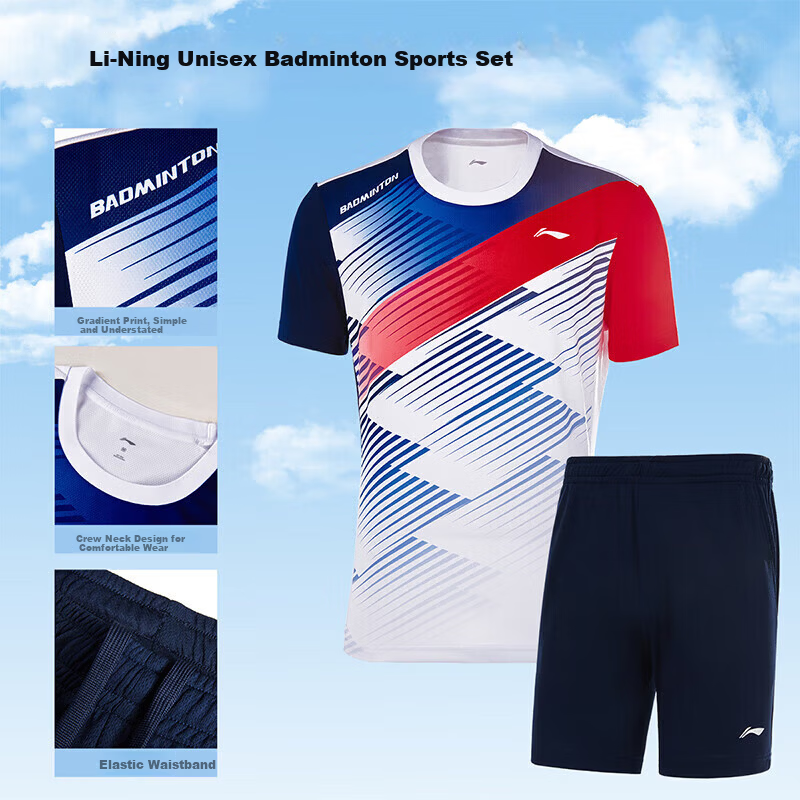 Li-Ning Badminton Outfit Club Series, Unisex Breathable Comfortable Quick-Dry Sweat-Absorbing Training And Competition Set