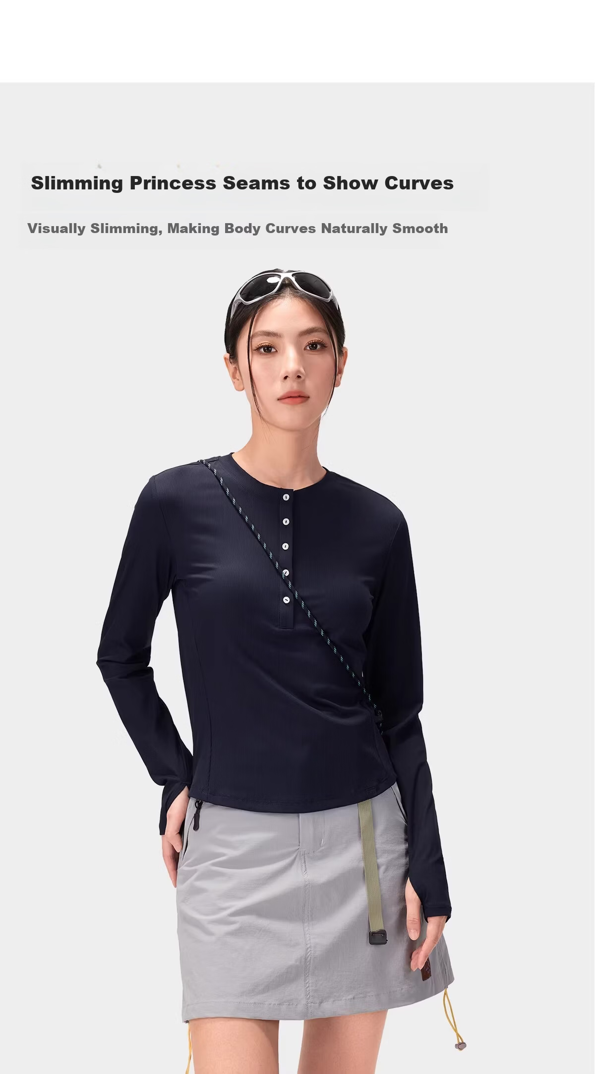 CAMEL Women's Outdoor Base Layer Long Sleeve Stretch Slim Cooling Sun Protection T-Shirt for Hiking Mountaineering Cycling T8038 Spring Summer 2026 7