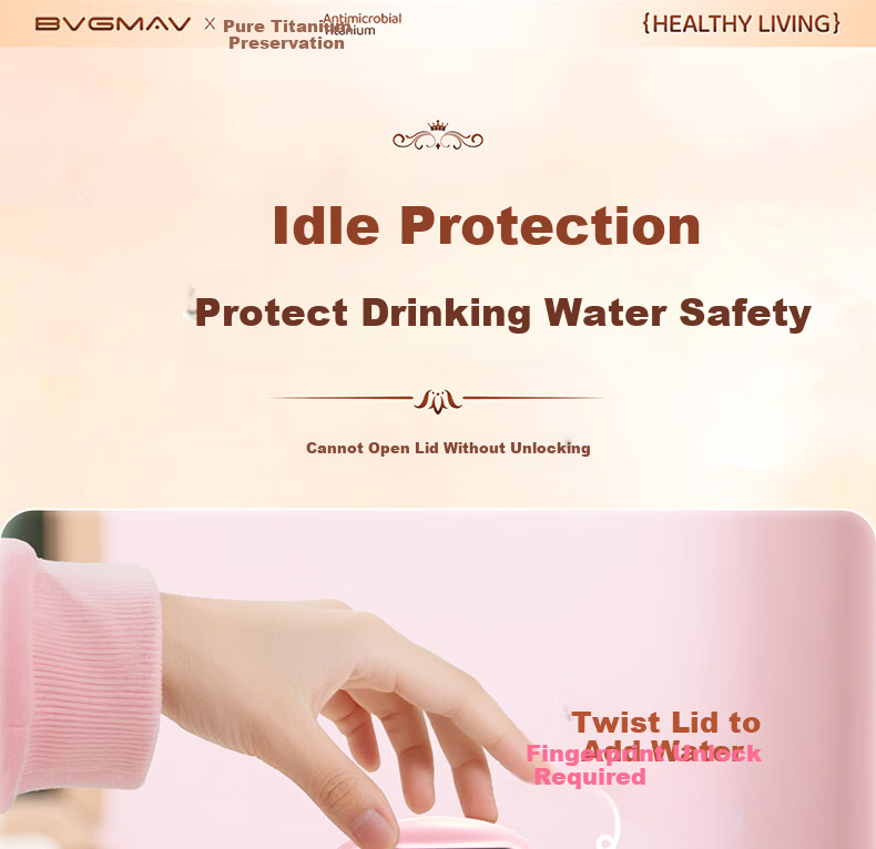 BVGMAV Pure Titanium Children's Insulated Bottle Smart Fingerprint Unlock Water Bottle Antibacterial Straw Cup for Boys and Girls Students Outdoor Portable 14