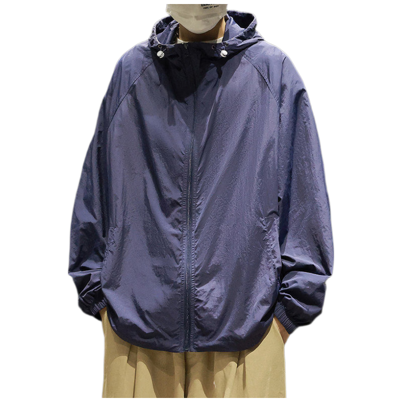 ROMON Men's Ice Silk UV Protection Hooded Sun Protection Jacket Lightweight Summer Skin Jacket