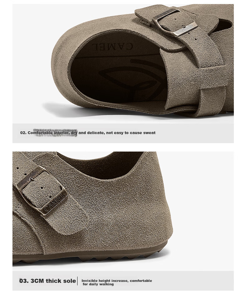 CAMEL Women's Birkenstock Style Comfortable Casual Slip-On Sandals Open Toe Shoes L25S700036 Apricot Size 37 21