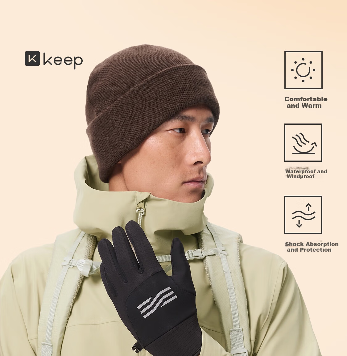 Keep Cycling Gloves [Microfiber Touchscreen] Warm Outdoor Windproof Coldproof Non-slip Electric Bike Autumn Winter Unisex 1