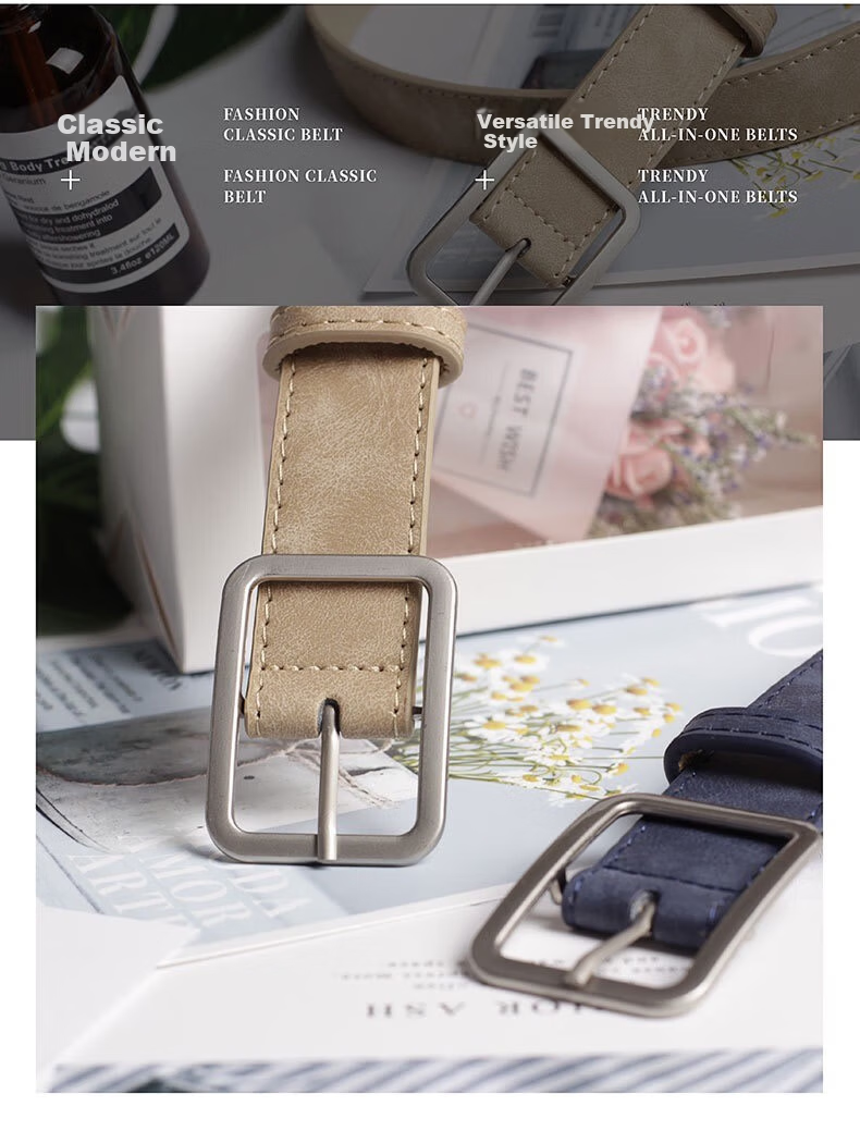 Jeanswest New Korean Style Pin Buckle Men's Leather Belt Casual Versatile Waistband Trendy Men's Pants Belt Ins Style 2