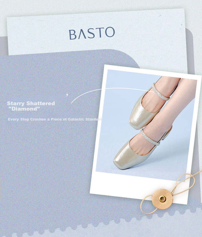 BASTO 26 Summer Open Back Sandals Fashion Trendy Commuter Women's Shoes F5085BH6 Light Gold Size 39 3