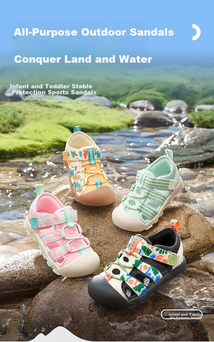 BALABALA Children's Walking Shoes, Boys And Girls Sandals, 2026 Summer New Sports Shoes, Closed-Toe Anti-Collision, Dual-Use for Land And Water, Non-Slip 1