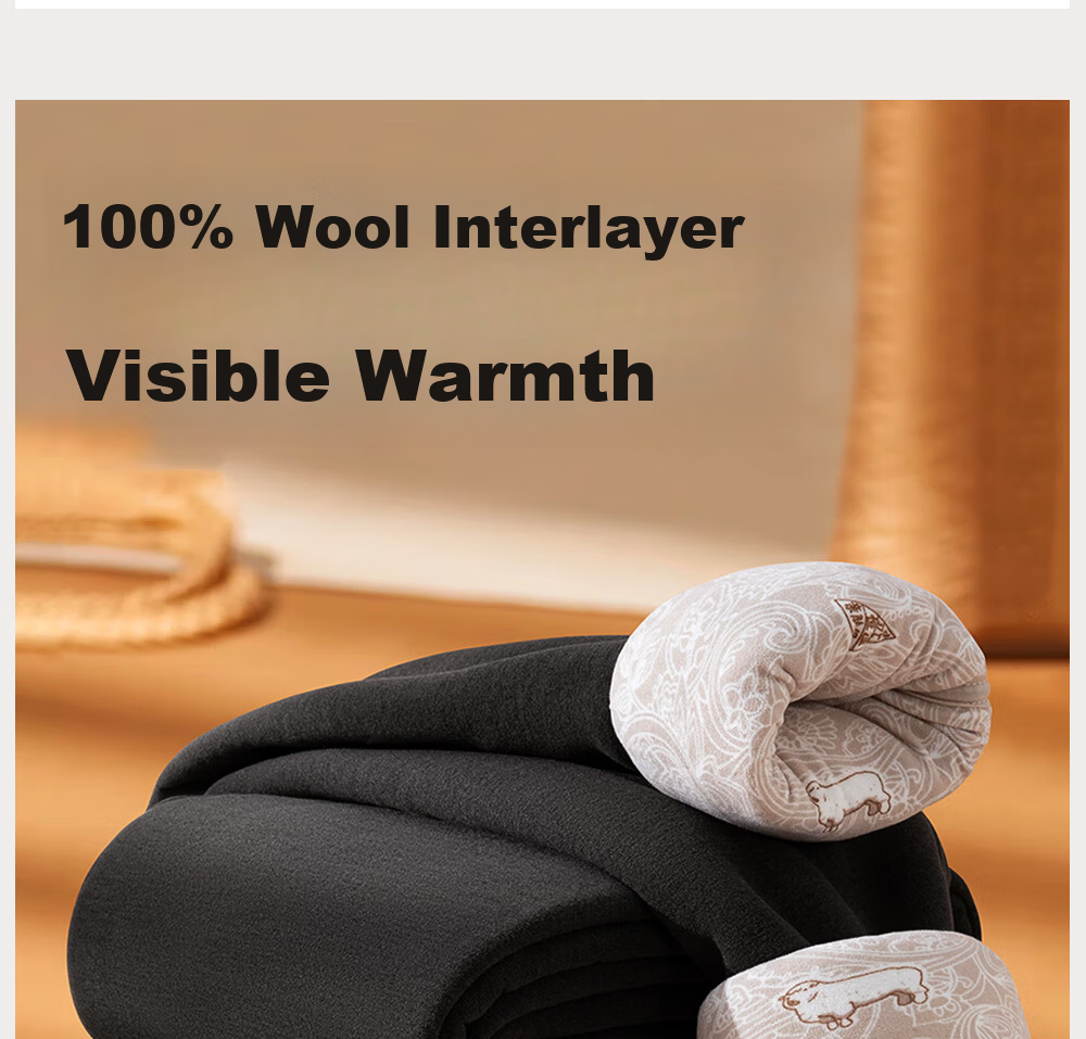 Modal Men's Thermal Pants 100% Wool Lined Fleece Thickened Autumn Winter Cold-Resistant Cotton Pants for Middle-Aged and Elderly 3