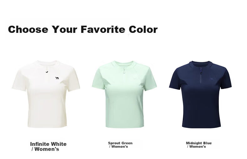 CAMEL Women's Outdoor Quick-Dry T-Shirt 26 Spring Summer Breathable Short Sleeve Cooling Sun Protection Half-Zip Sports Top 9017 13