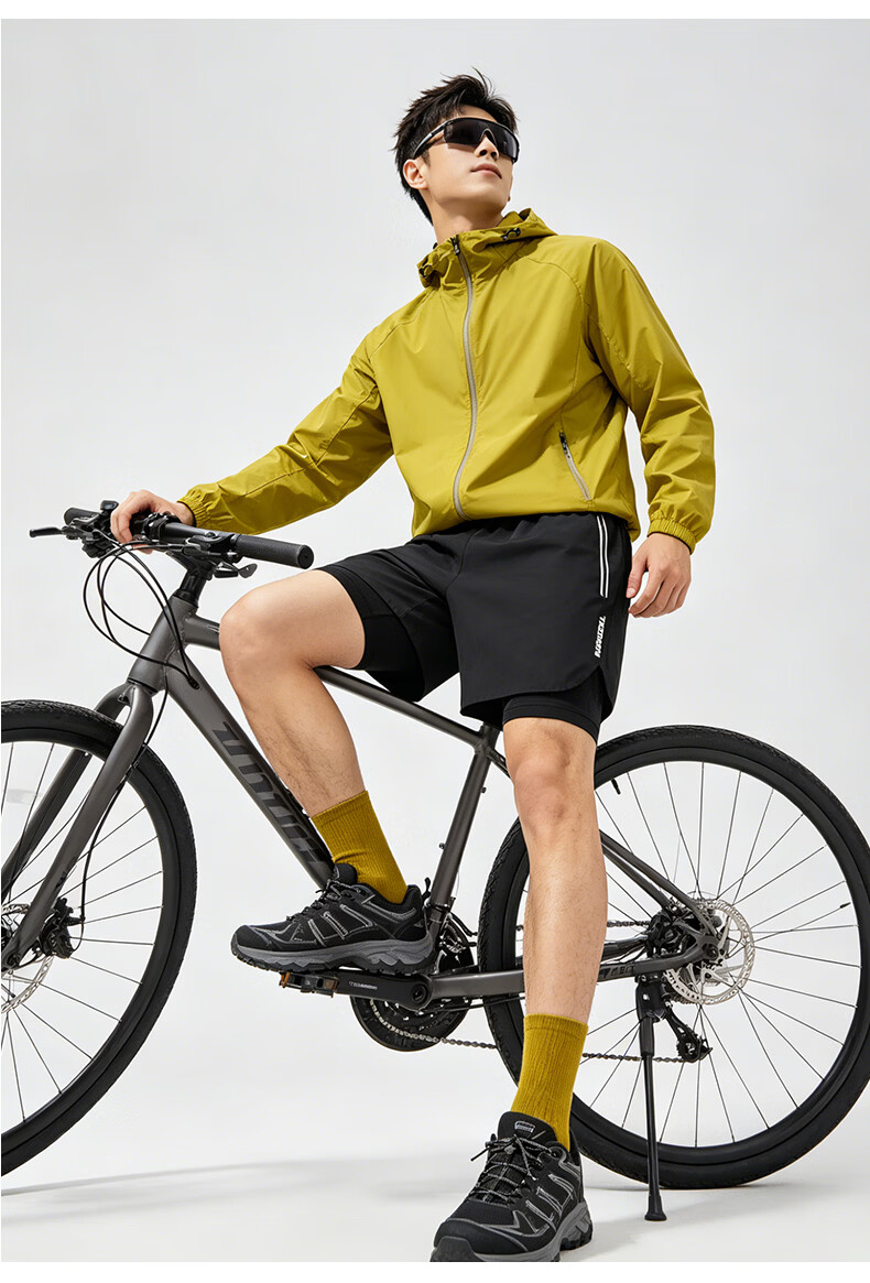 Ousen Summer Men's Cycling Shorts Outdoor Off-Road Mountain Road Bike Riding Pants Gear Fake Two-Piece Silicone Pad Quick-Dry 9
